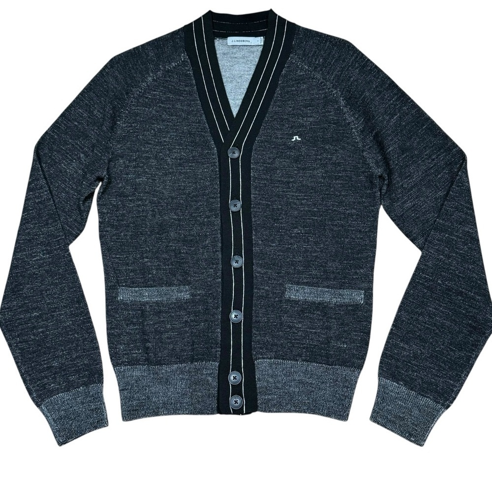 J. Lindeberg Men's Sz S Gray Cardigan Sweater Merino wool